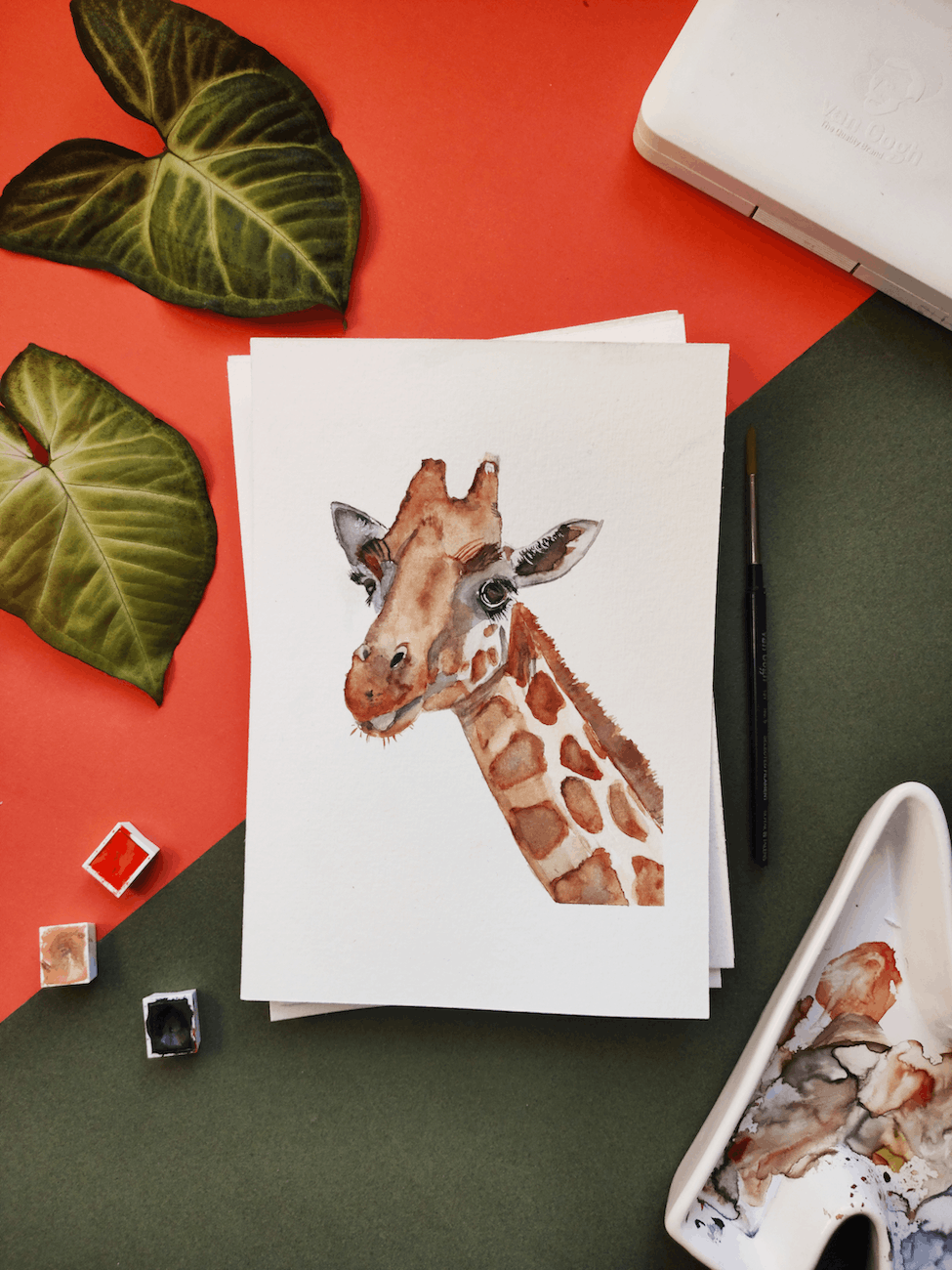 painting of giraffe